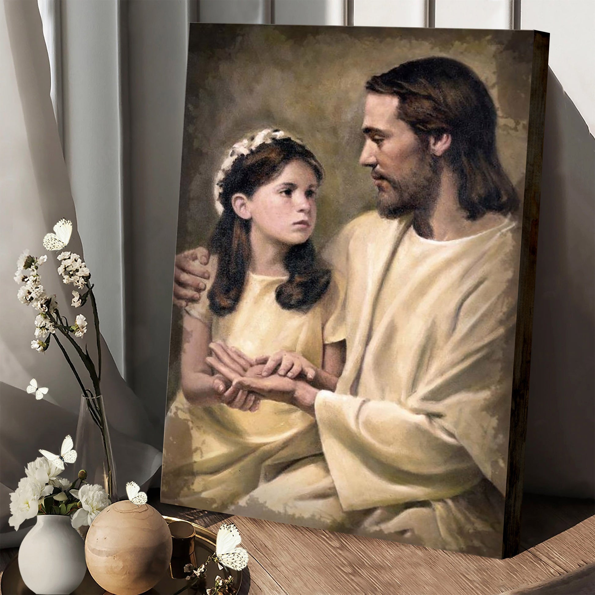 Jesus And A Child Picture - In His Hands Canvas Wall Art - Christian Wall Decor