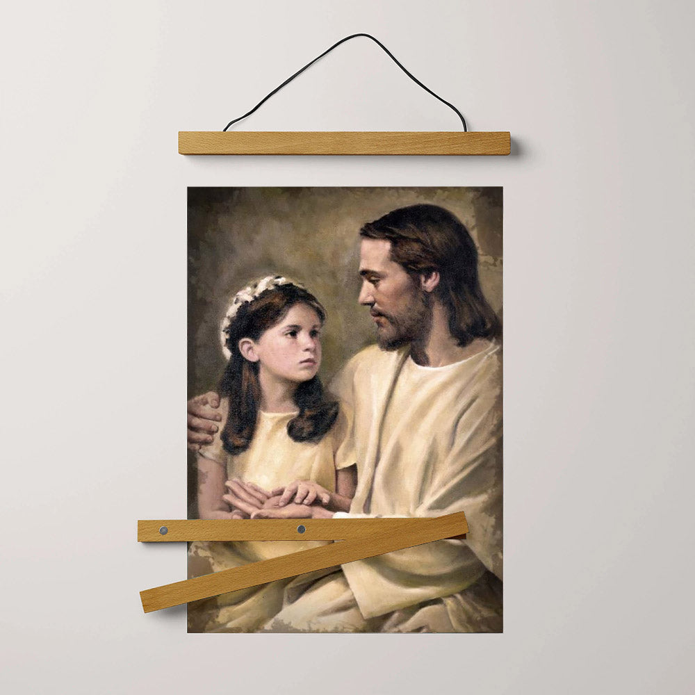 Jesus And A Child Picture - In His Hands Hanging Canvas Wall Art - Christian Wall Decor - Religious Canvas