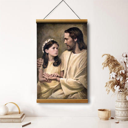 Jesus And A Child Picture - In His Hands Hanging Canvas Wall Art - Christian Wall Decor - Religious Canvas