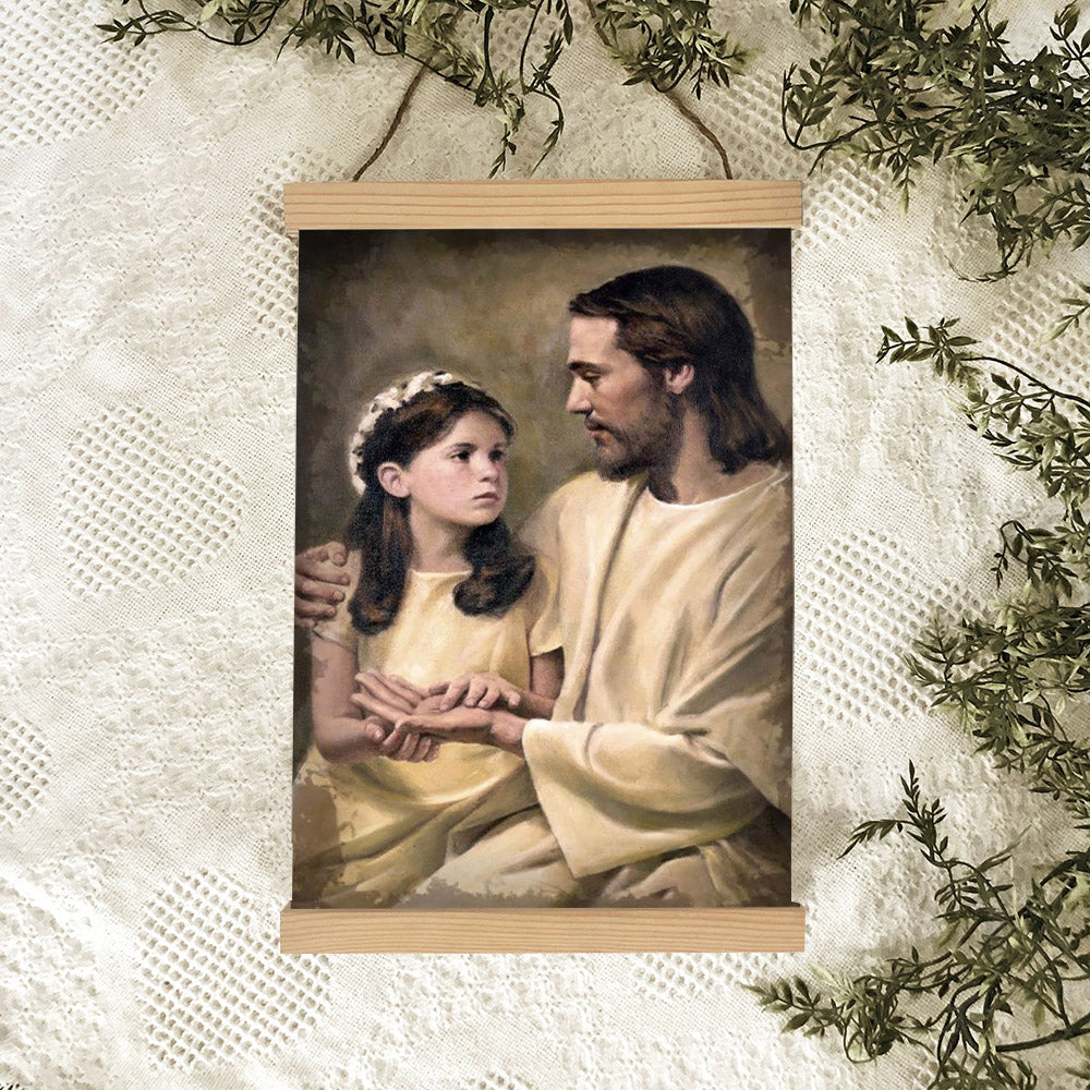 Jesus And A Child Picture - In His Hands Hanging Canvas Wall Art - Christian Wall Decor - Religious Canvas