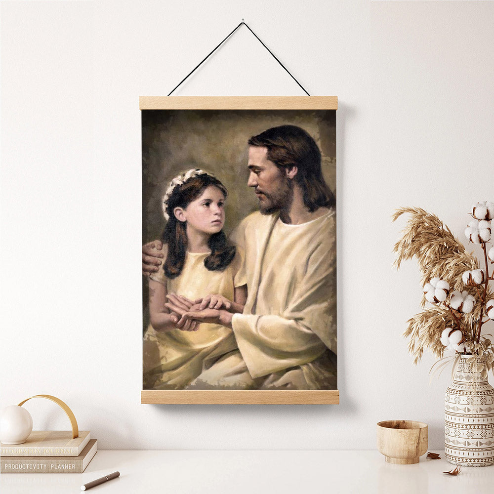 Jesus And A Child Picture - In His Hands Hanging Canvas Wall Art - Christian Wall Decor - Religious Canvas