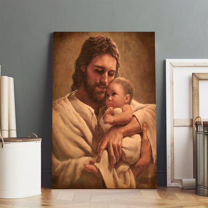Jesus And A Child Picture - In The Arms Of His Love Canvas Wall Art - Christian Wall Decor