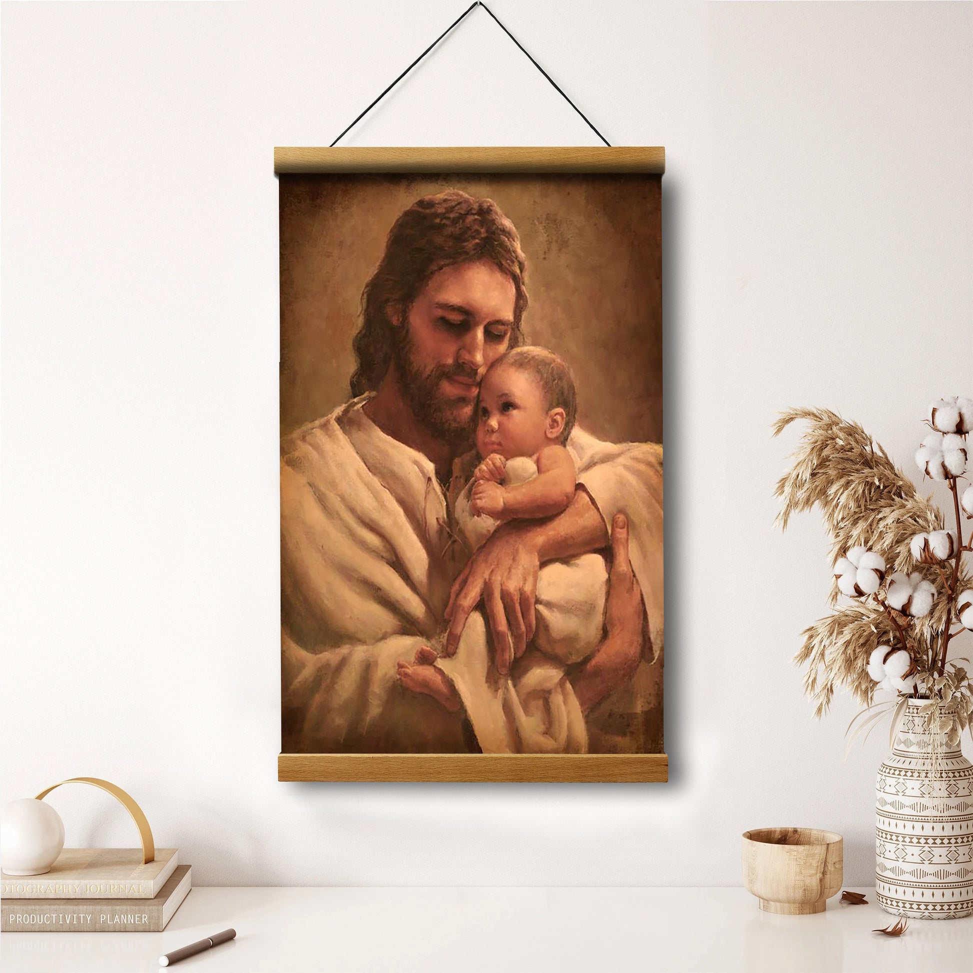 Jesus And A Child Picture - In The Arms Of His Love Hanging Canvas Wall Art - Christian Wall Decor - Religious Canvas