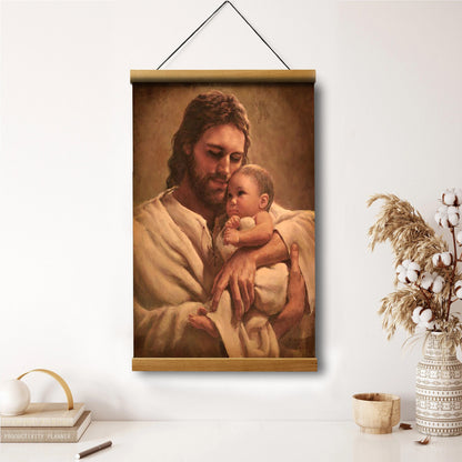 Jesus And A Child Picture - In The Arms Of His Love Hanging Canvas Wall Art - Christian Wall Decor - Religious Canvas