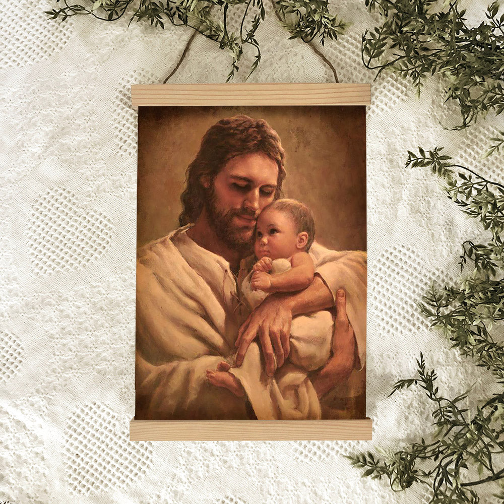Jesus And A Child Picture - In The Arms Of His Love Hanging Canvas Wall Art - Christian Wall Decor - Religious Canvas