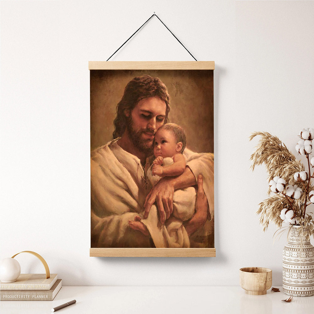 Jesus And A Child Picture - In The Arms Of His Love Hanging Canvas Wall Art - Christian Wall Decor - Religious Canvas