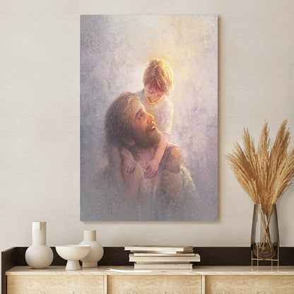 Jesus And A Child Picture - Light Upon His Shoulders Canvas Wall Art - Christian Wall Decor