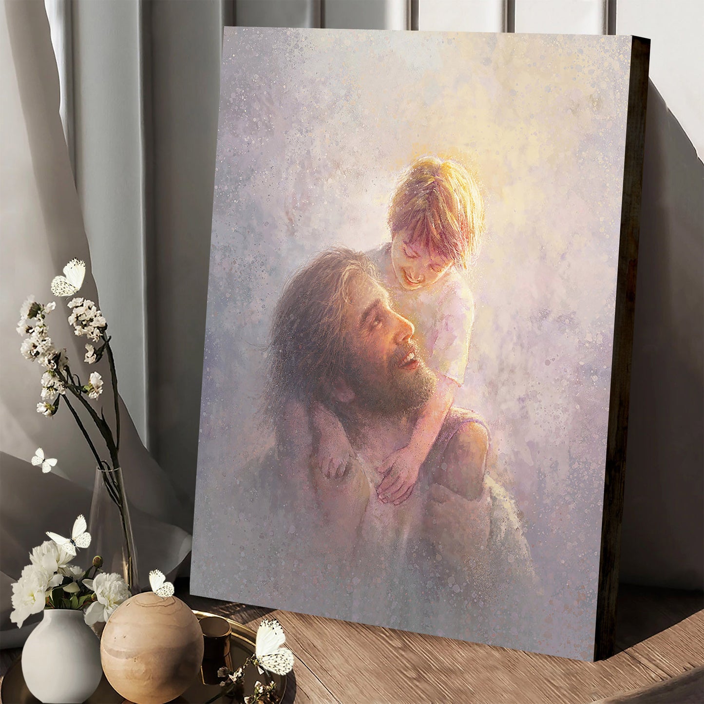 Jesus And A Child Picture - Light Upon His Shoulders Canvas Wall Art - Christian Wall Decor