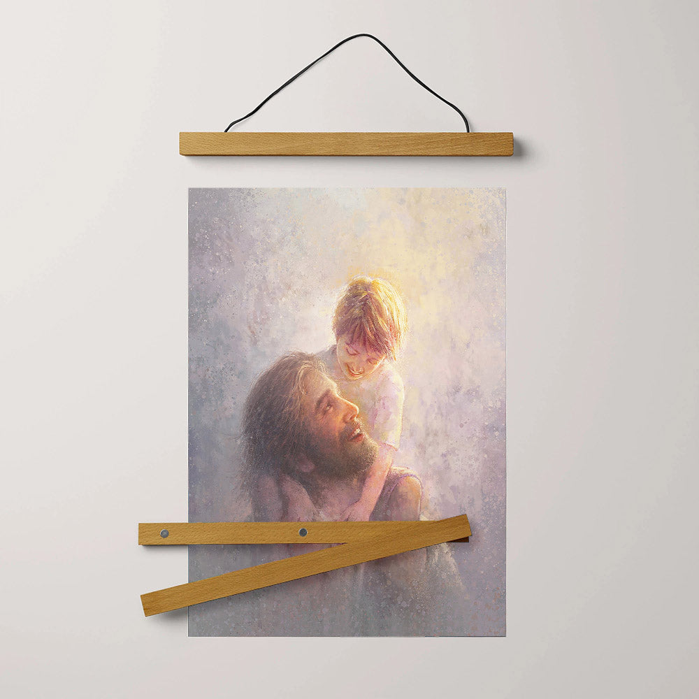 Jesus And A Child Picture - Light Upon His Shoulders Hanging Canvas Wall Art - Christian Wall Decor - Religious Canvas