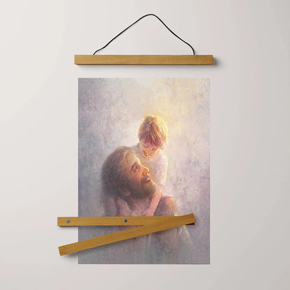 Jesus And A Child Picture - Light Upon His Shoulders Hanging Canvas Wall Art - Christian Wall Decor - Religious Canvas