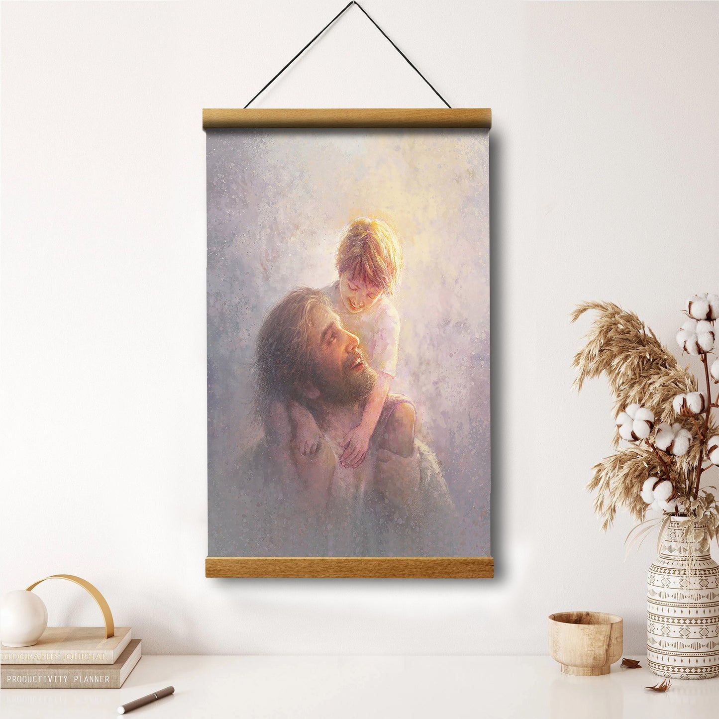 Jesus And A Child Picture - Light Upon His Shoulders Hanging Canvas Wall Art - Christian Wall Decor - Religious Canvas