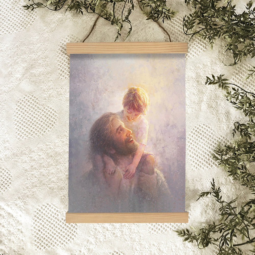 Jesus And A Child Picture - Light Upon His Shoulders Hanging Canvas Wall Art - Christian Wall Decor - Religious Canvas