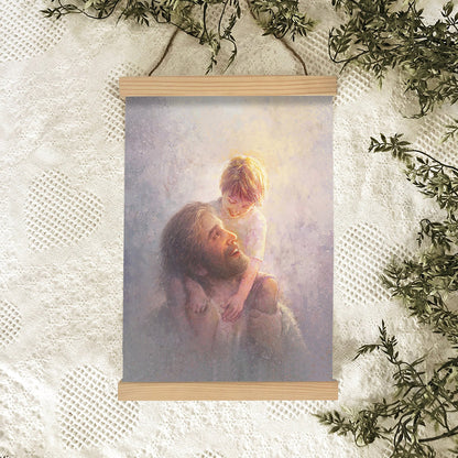 Jesus And A Child Picture - Light Upon His Shoulders Hanging Canvas Wall Art - Christian Wall Decor - Religious Canvas
