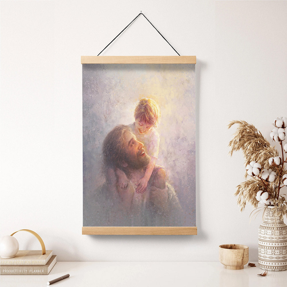Jesus And A Child Picture - Light Upon His Shoulders Hanging Canvas Wall Art - Christian Wall Decor - Religious Canvas