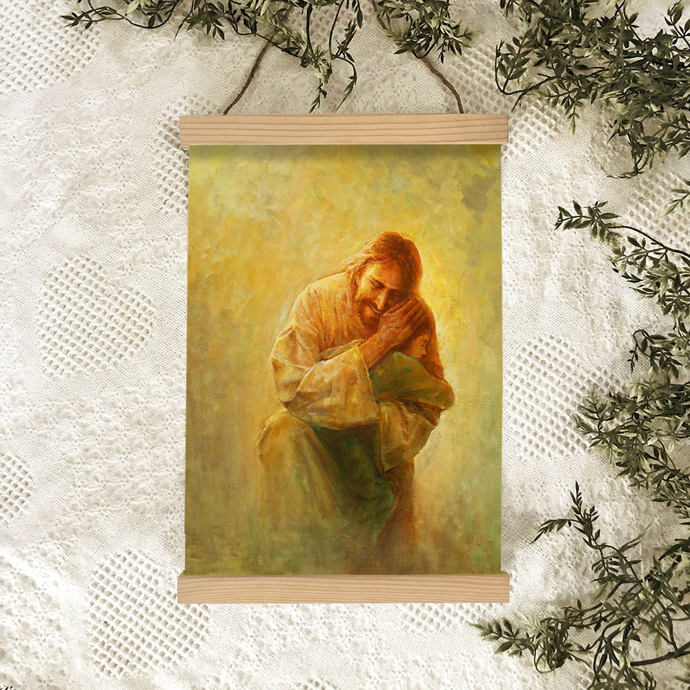 Jesus And A Child Picture - Like Unto A Child Hanging Canvas Wall Art - Christian Wall Decor - Religious Canvas