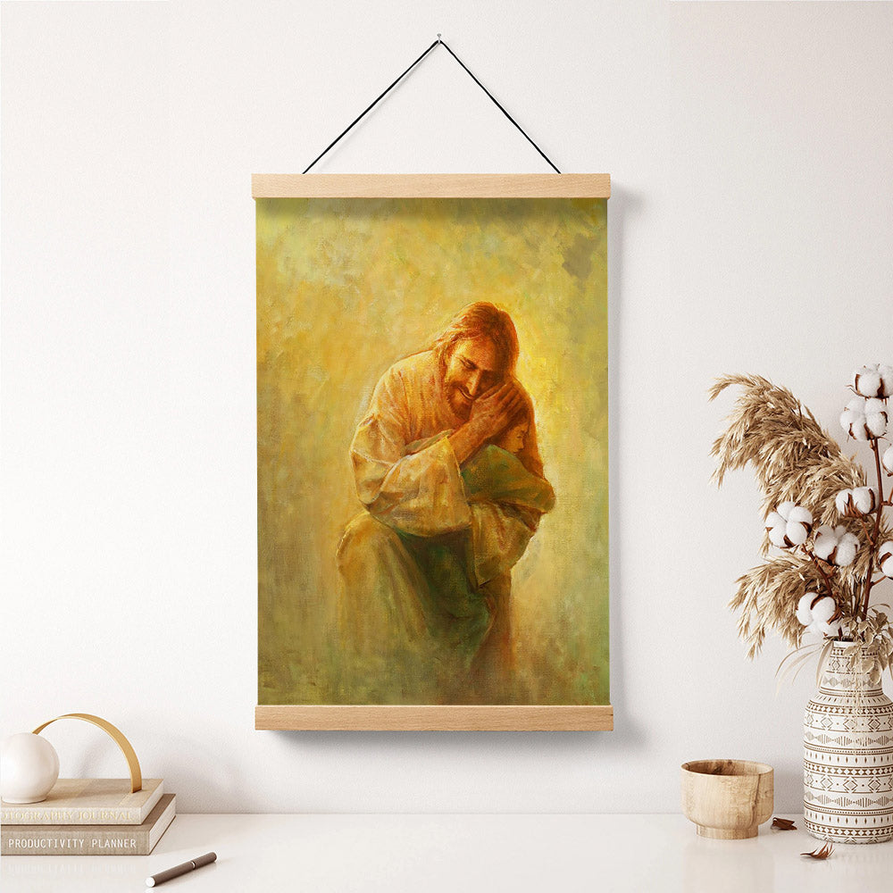 Jesus And A Child Picture - Like Unto A Child Hanging Canvas Wall Art - Christian Wall Decor - Religious Canvas