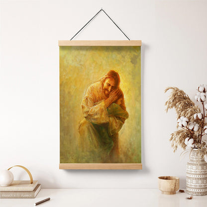 Jesus And A Child Picture - Like Unto A Child Hanging Canvas Wall Art - Christian Wall Decor - Religious Canvas