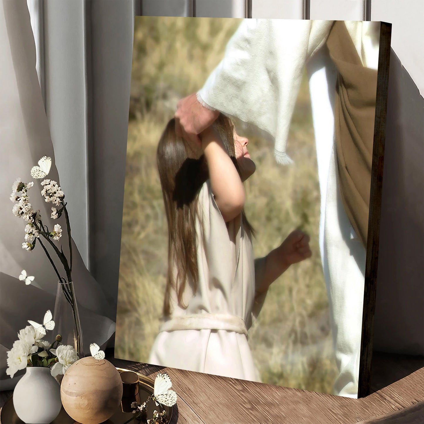 Jesus And A Child Picture - Look Up To Me Canvas Wall Art - Christian Wall Decor