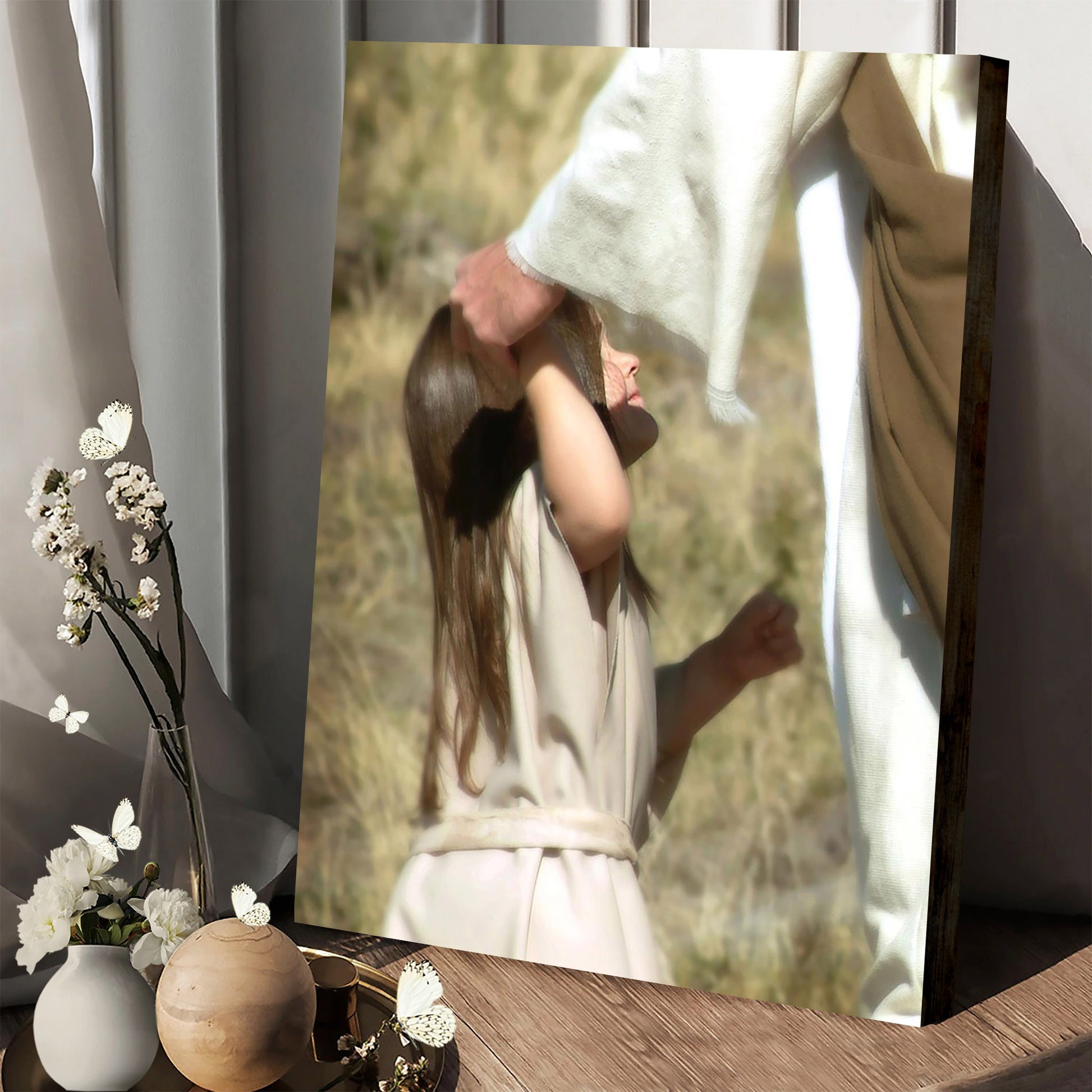 Jesus And A Child Picture - Look Up To Me Canvas Wall Art - Christian Wall Decor