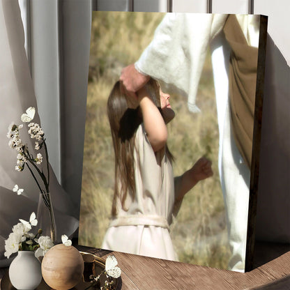 Jesus And A Child Picture - Look Up To Me Canvas Wall Art - Christian Wall Decor