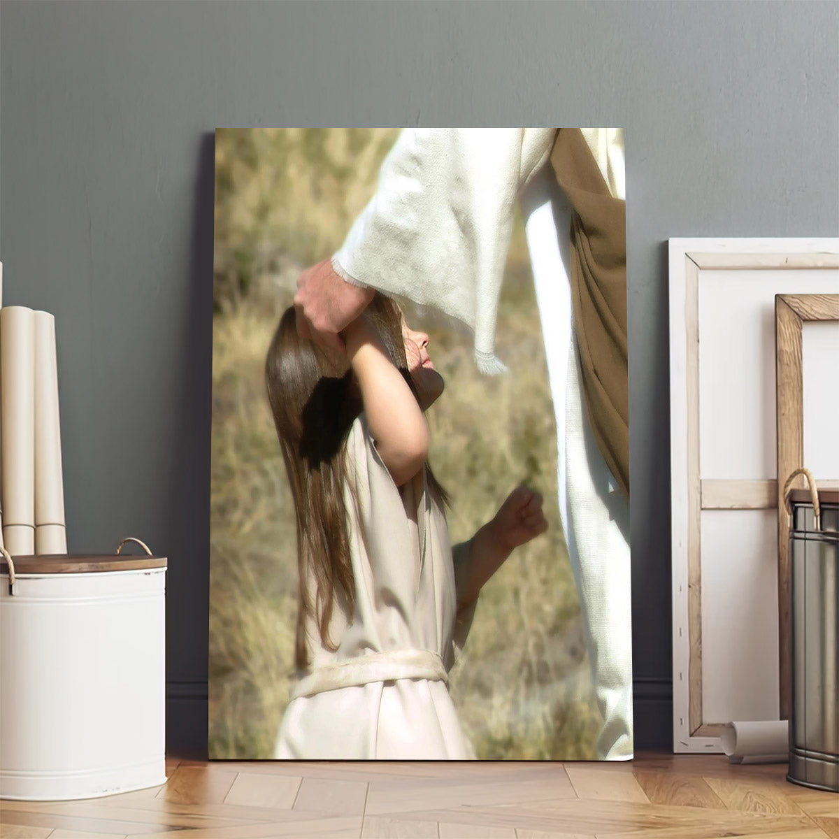 Jesus And A Child Picture - Look Up To Me Canvas Wall Art - Christian Wall Decor