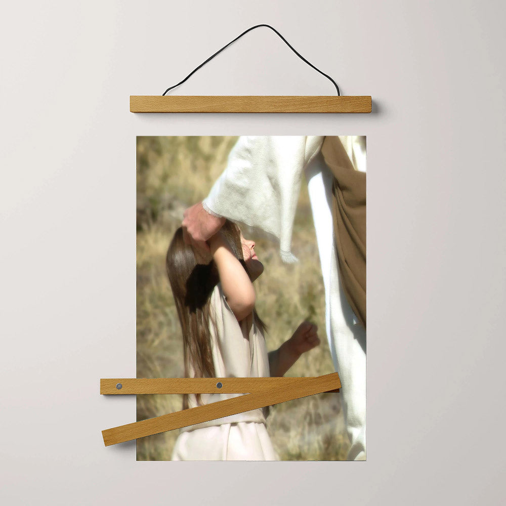 Jesus And A Child Picture - Look Up To Me Hanging Canvas Wall Art - Christian Wall Decor - Religious Canvas