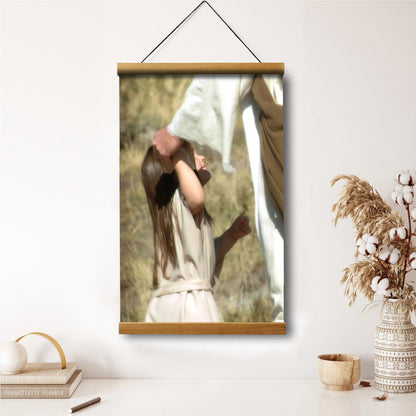 Jesus And A Child Picture - Look Up To Me Hanging Canvas Wall Art - Christian Wall Decor - Religious Canvas