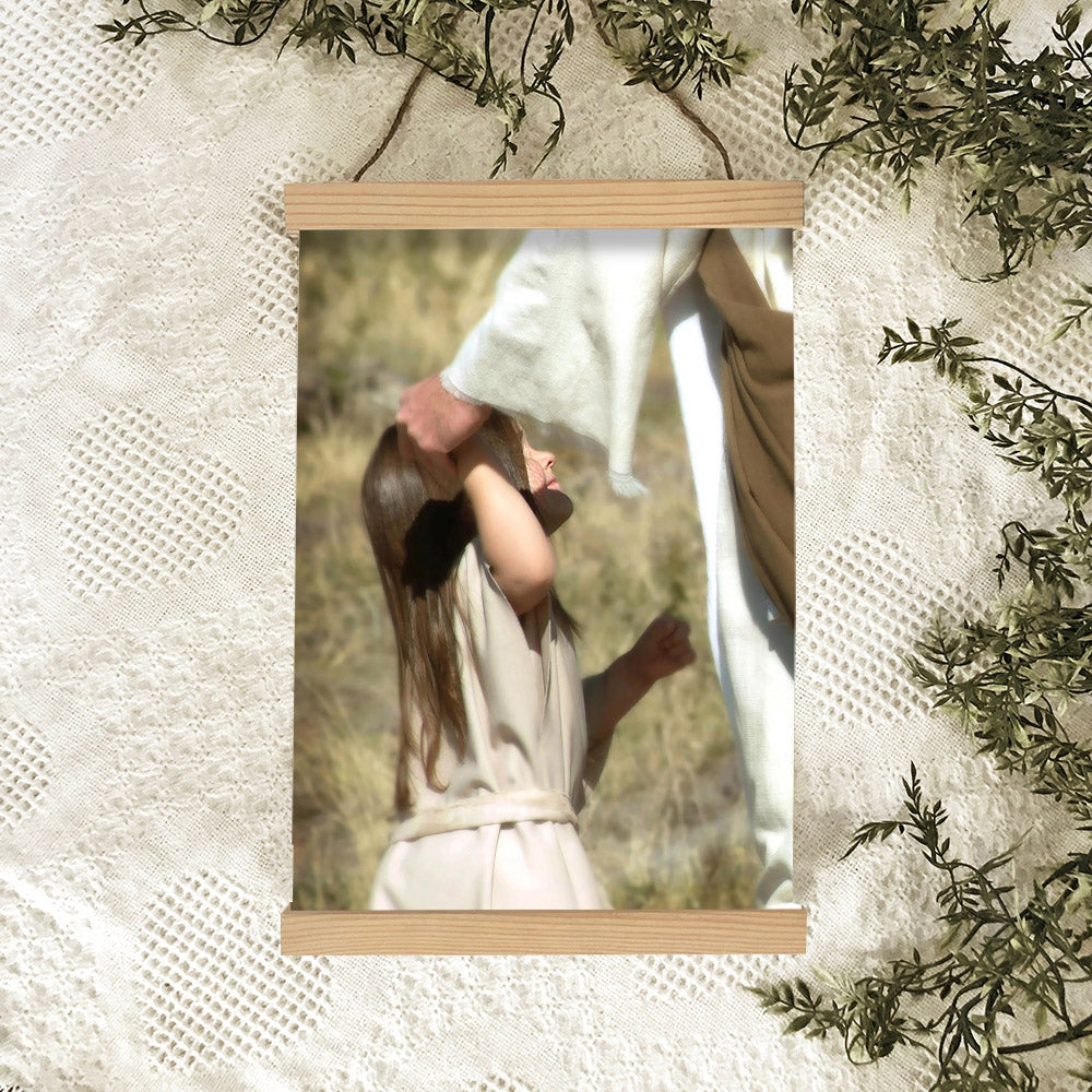 Jesus And A Child Picture - Look Up To Me Hanging Canvas Wall Art - Christian Wall Decor - Religious Canvas