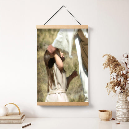 Jesus And A Child Picture - Look Up To Me Hanging Canvas Wall Art - Christian Wall Decor - Religious Canvas
