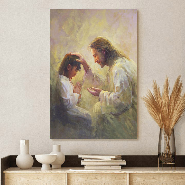 Jesus And A Child Picture - Prayer Of Love Canvas Wall Art - Christian Wall Decor