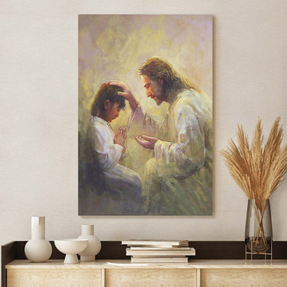 Jesus And A Child Picture - Prayer Of Love Canvas Wall Art - Christian Wall Decor