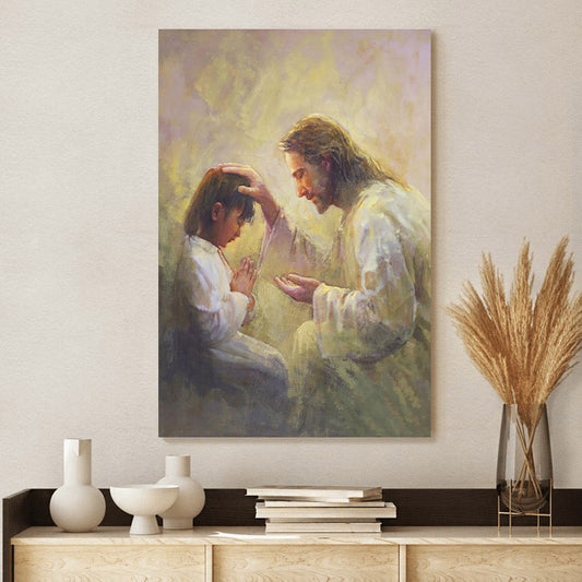 Jesus And A Child Picture - Prayer Of Love Canvas Wall Art - Christian Wall Decor