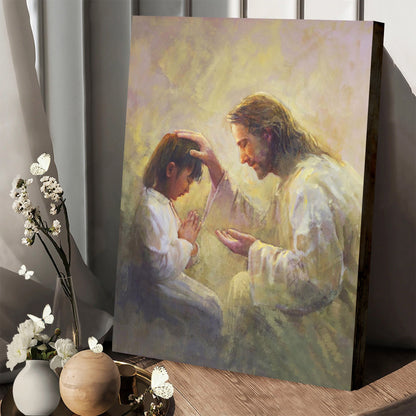 Jesus And A Child Picture - Prayer Of Love Canvas Wall Art - Christian Wall Decor