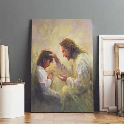 Jesus And A Child Picture - Prayer Of Love Canvas Wall Art - Christian Wall Decor