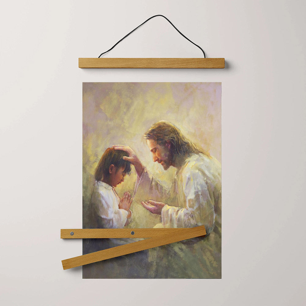 Jesus And A Child Picture - Prayer Of Love Hanging Canvas Wall Art - Christian Wall Decor - Religious Canvas