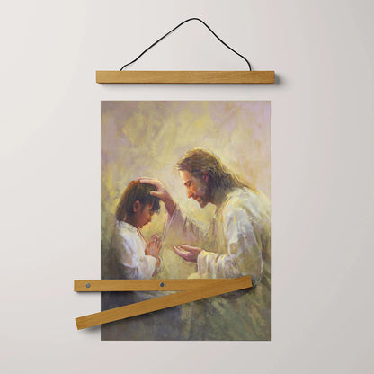 Jesus And A Child Picture - Prayer Of Love Hanging Canvas Wall Art - Christian Wall Decor - Religious Canvas