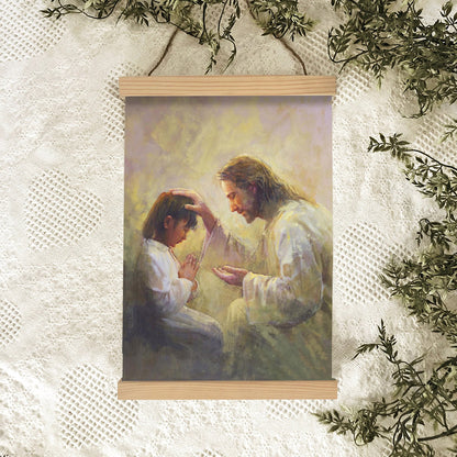 Jesus And A Child Picture - Prayer Of Love Hanging Canvas Wall Art - Christian Wall Decor - Religious Canvas