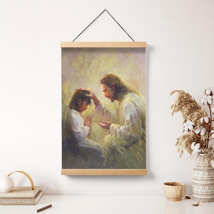 Jesus And A Child Picture - Prayer Of Love Hanging Canvas Wall Art - Christian Wall Decor - Religious Canvas