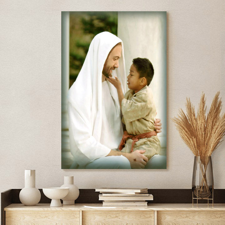 Jesus And A Child Picture - The Love Of A Child Canvas Wall Art - Christian Wall Decor