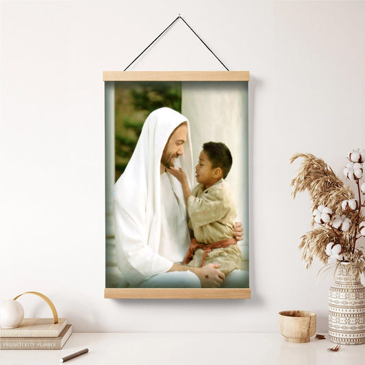 Jesus And A Child Picture - The Love Of A Child Hanging Canvas Wall Art - Christian Wall Decor - Religious Canvas
