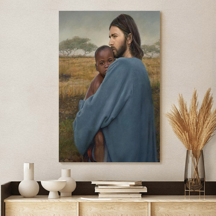 Jesus And A Child Picture - Jesus And Black Boy - Worth Of A Soul Canvas Wall Art - Christian Wall Decor