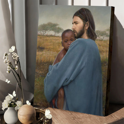 Jesus And A Child Picture - Jesus And Black Boy - Worth Of A Soul Canvas Wall Art - Christian Wall Decor