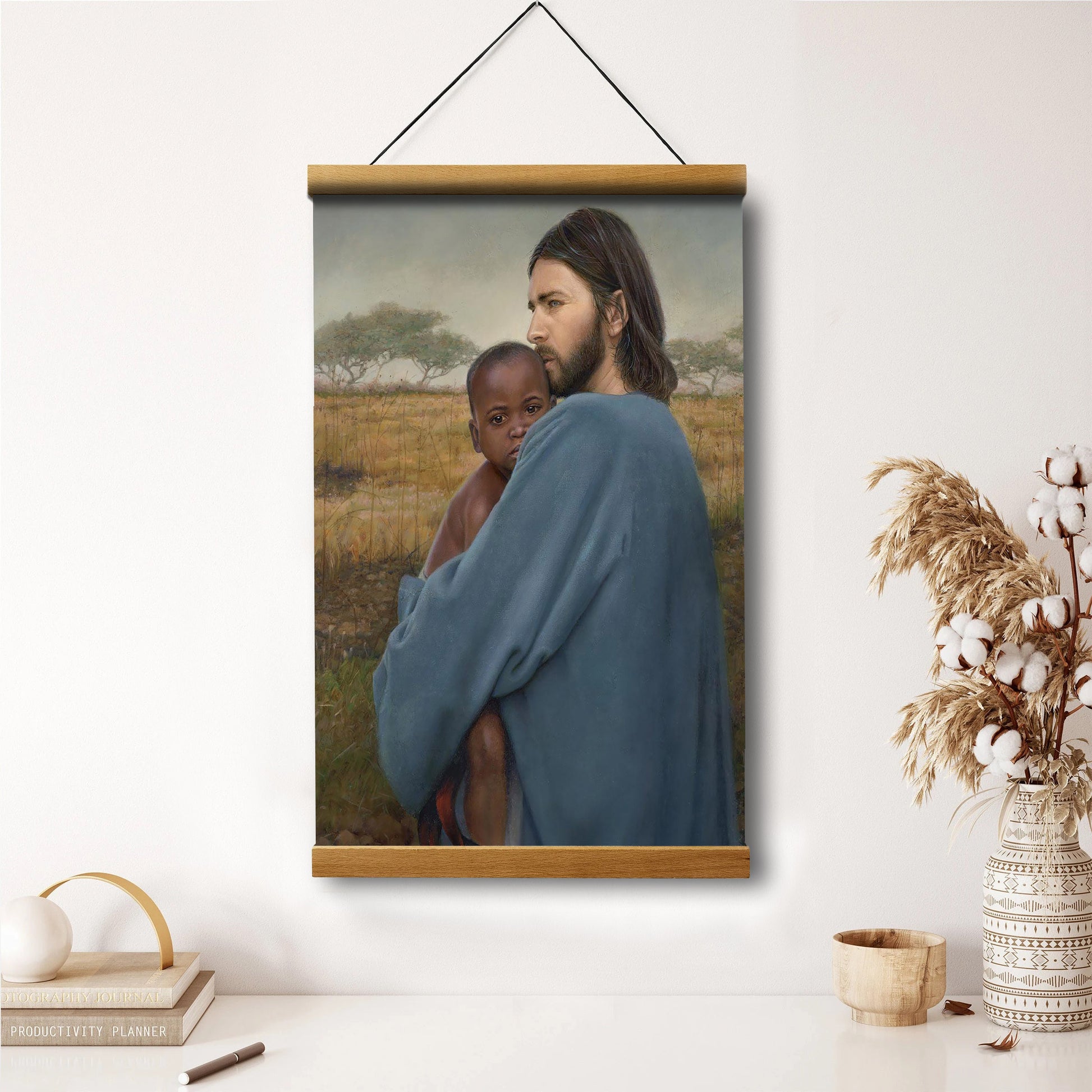 Jesus And A Child Picture - Worth Of A Soul Hanging Canvas Wall Art - Christian Wall Decor - Religious Canvas