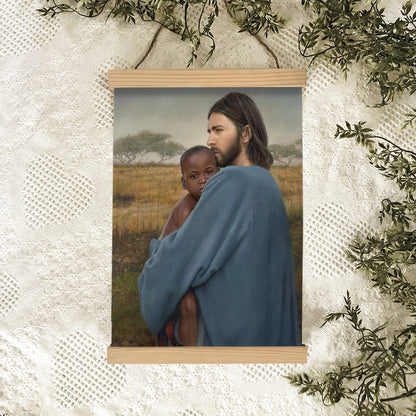 Jesus And A Child Picture - Worth Of A Soul Hanging Canvas Wall Art - Christian Wall Decor - Religious Canvas