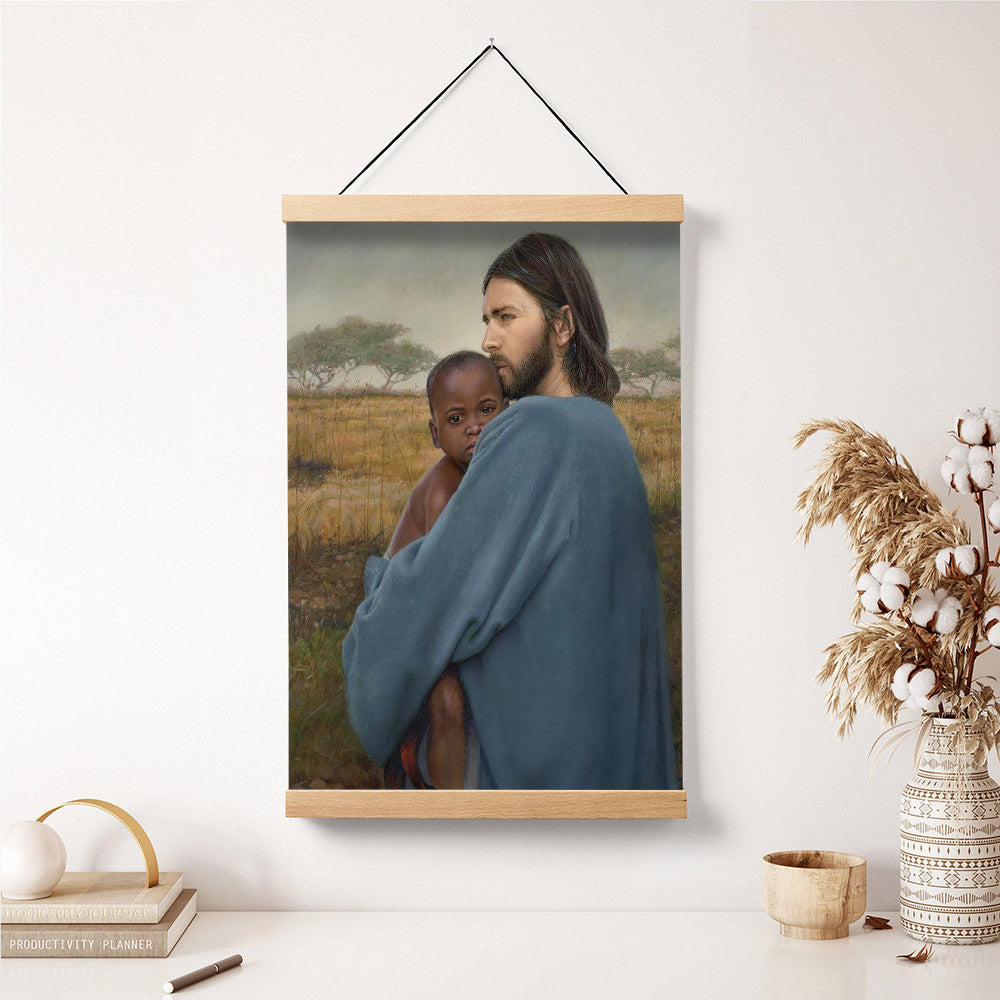 Jesus And A Child Picture - Worth Of A Soul Hanging Canvas Wall Art - Christian Wall Decor - Religious Canvas