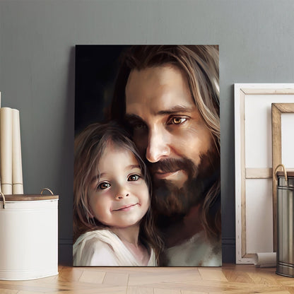 Jesus And A Little Girl - Canvas Pictures - Jesus Christ Canvas - Christian Wall Art