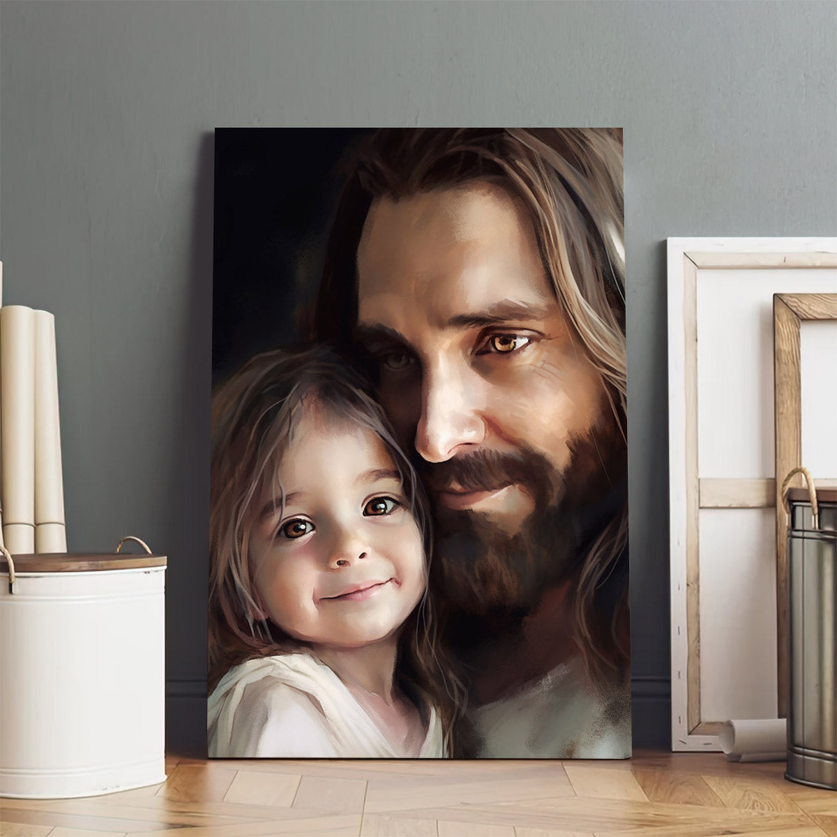 Jesus And A Little Girl - Canvas Pictures - Jesus Christ Canvas - Christian Wall Art