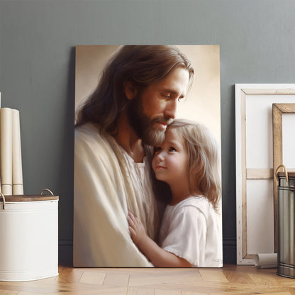 Jesus And A Little Girl 1 - Canvas Pictures - Jesus Christ Canvas - Christian Wall Art