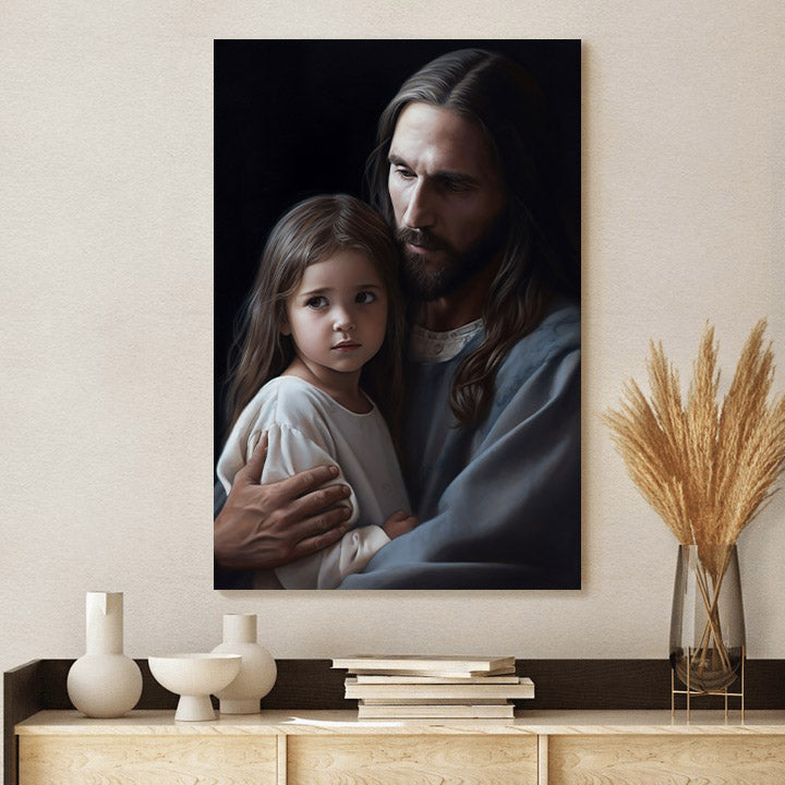Jesus And A Little Girl 2 - Canvas Pictures - Jesus Christ Canvas - Christian Wall Art
