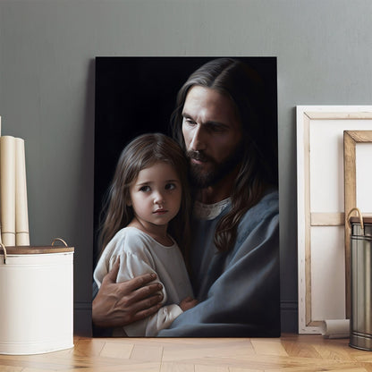 Jesus And A Little Girl 2 - Canvas Pictures - Jesus Christ Canvas - Christian Wall Art